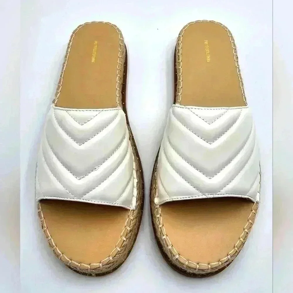 Pretty Little Thing Womens Size 7 White Quilted Flatform Shoes